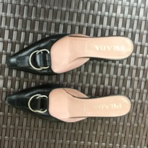 PRADA BLACK MULE SHOES - Picture 1 of 2